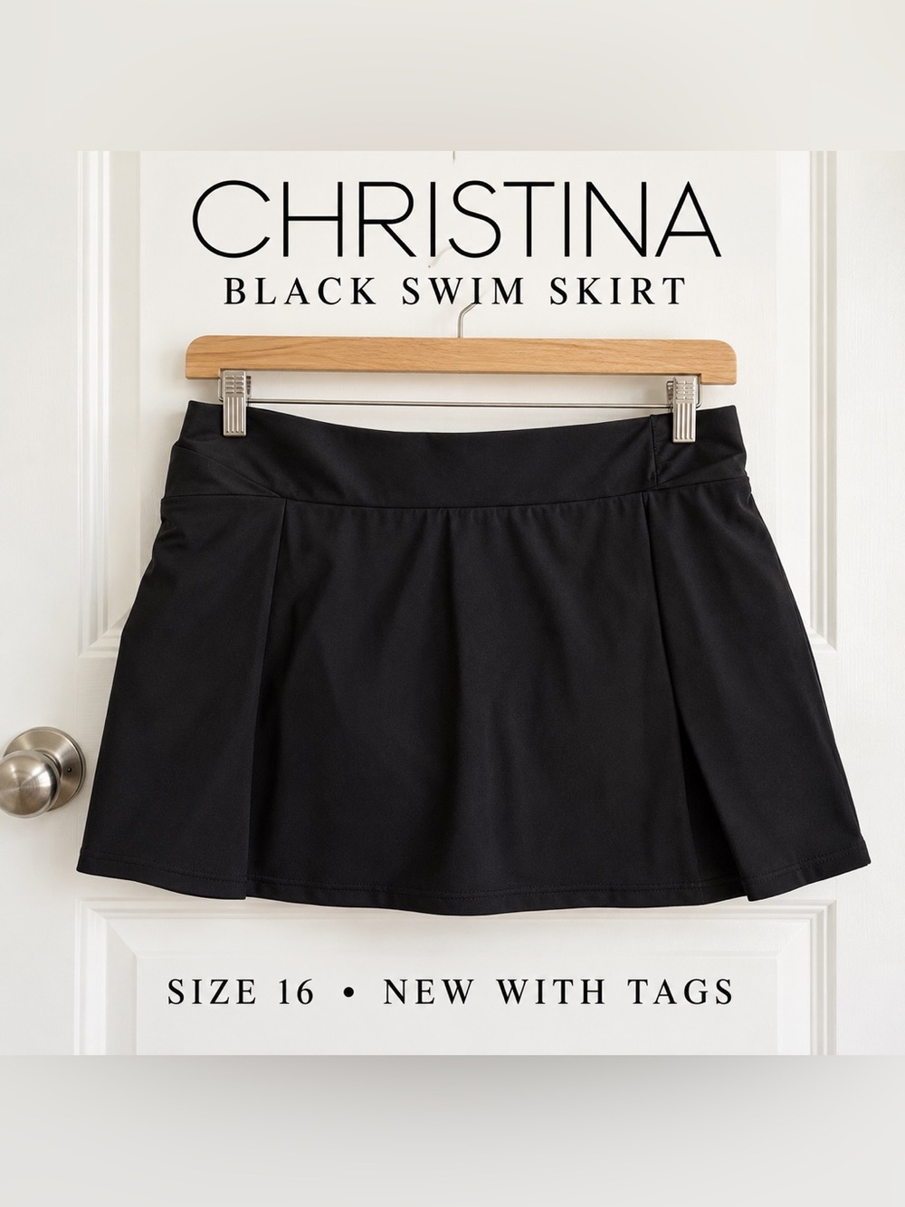 Christina Black Swim Skirt - Flared Skater Style